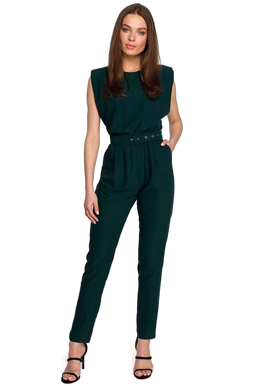 Jumpsuit Stylove til dame fra MS StyleHaven, laget av polyester; Elastan-1, farge Rosa, størrelse L, med cap; short ermer, perfekt til dress