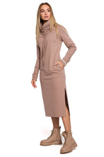 Høy krage Dagkjole - Moe til dame fra MS StyleHaven, laget av polyester, farge Grå, størrelse XXL, med long ermer, perfekt til casual; dress