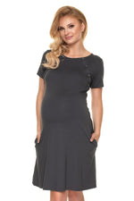 Easy Nursing Nightshirt fra PeeKaBoo til dame fra MS StyleHaven, laget av Viskose; Elastan, farge Grå, størrelse S/M, med short; cap ermer, perfekt til casual; dress