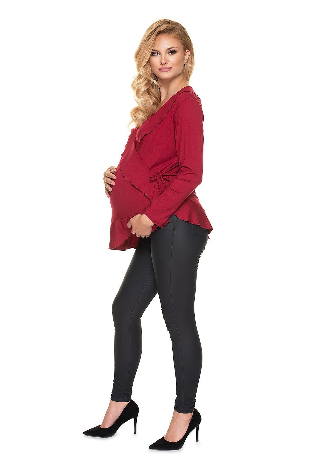 Frill & Grace Bluse fra PeeKaBoo til dame fra MS StyleHaven, laget av Viskose; Elastan, farge Blå, størrelse S/M, med 3-4; long ermer, perfekt til casual; dress