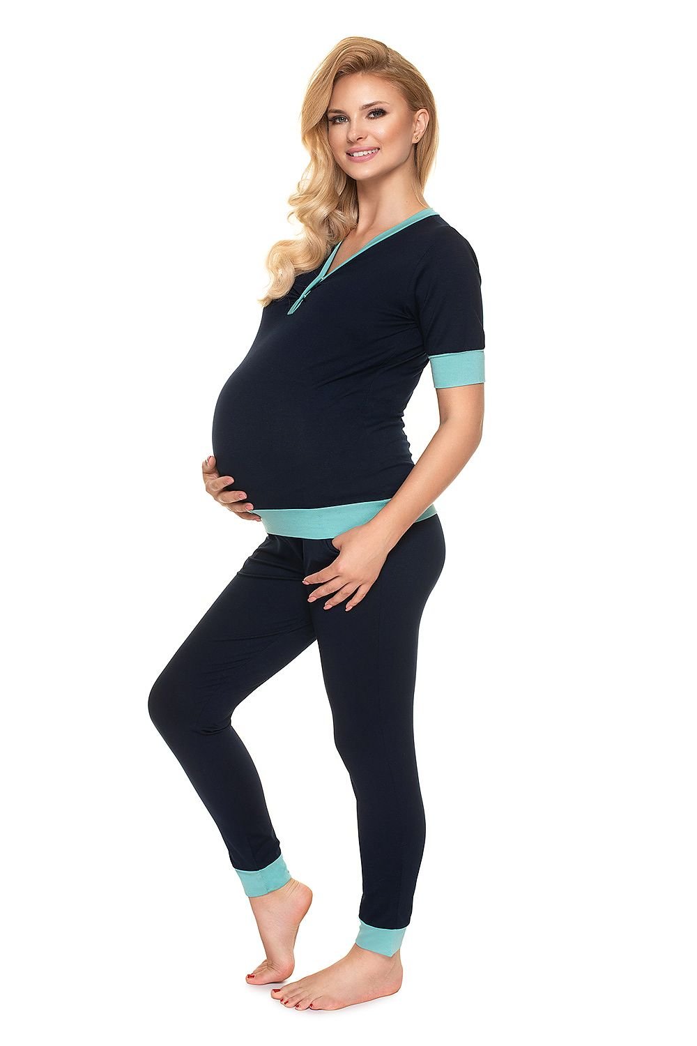 Serenity Nights Pyjamas - PeeKaBoo til dame fra MS StyleHaven, laget av Viskose; Elastan, farge Marineblå, størrelse L/XL, med short; 3-4 ermer, perfekt til casual; dress