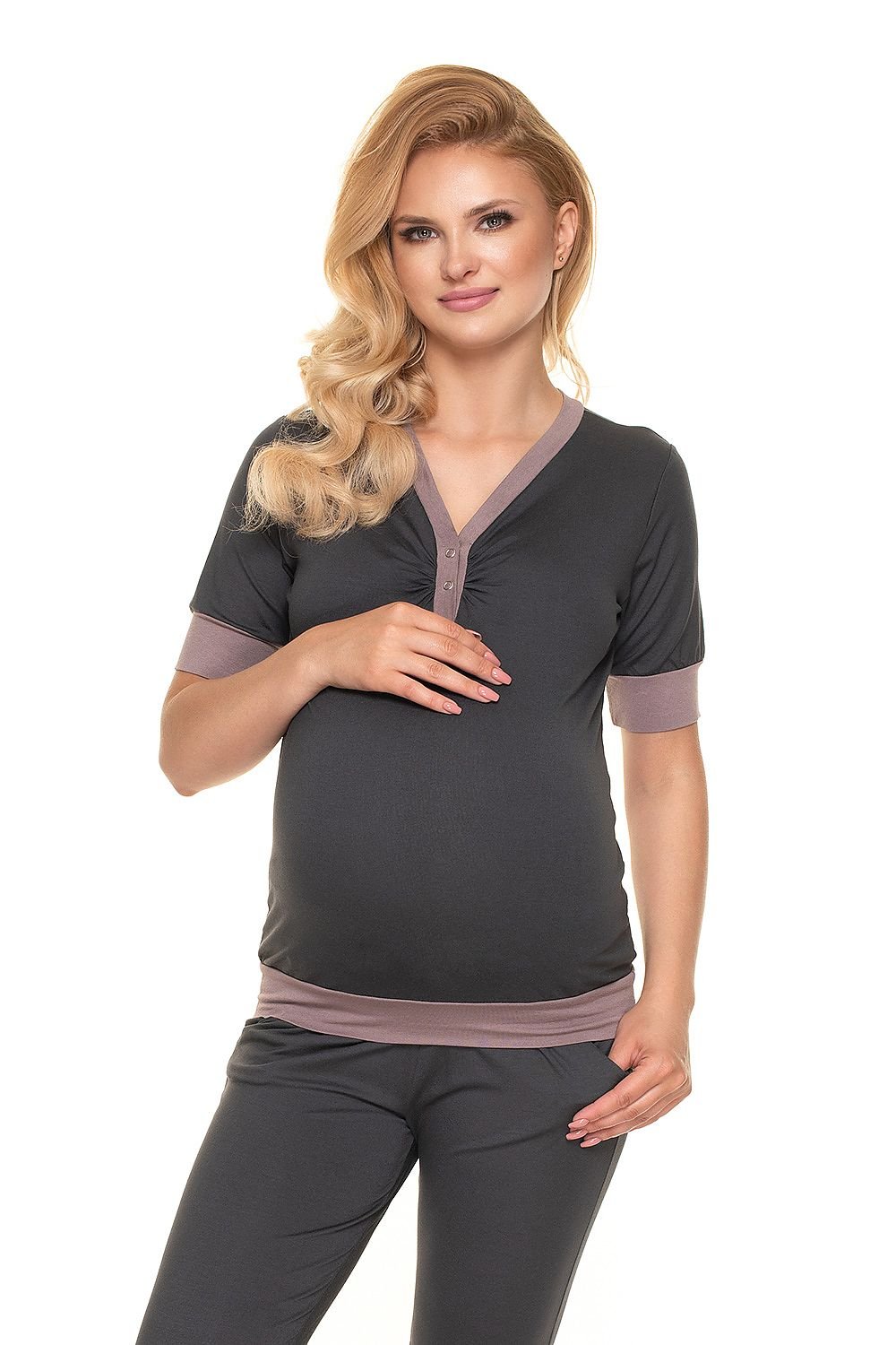 Serenity Nights Pyjamas - PeeKaBoo til dame fra MS StyleHaven, laget av Viskose; Elastan, farge Grå, størrelse S/M, med short; 3-4 ermer, perfekt til casual; dress