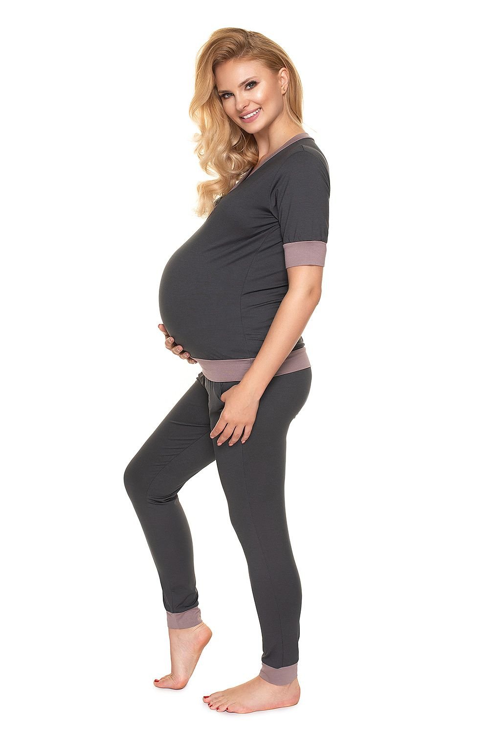 Serenity Nights Pyjamas - PeeKaBoo til dame fra MS StyleHaven, laget av Viskose; Elastan, farge Grå, størrelse L/XL, med short; 3-4 ermer, perfekt til casual; dress