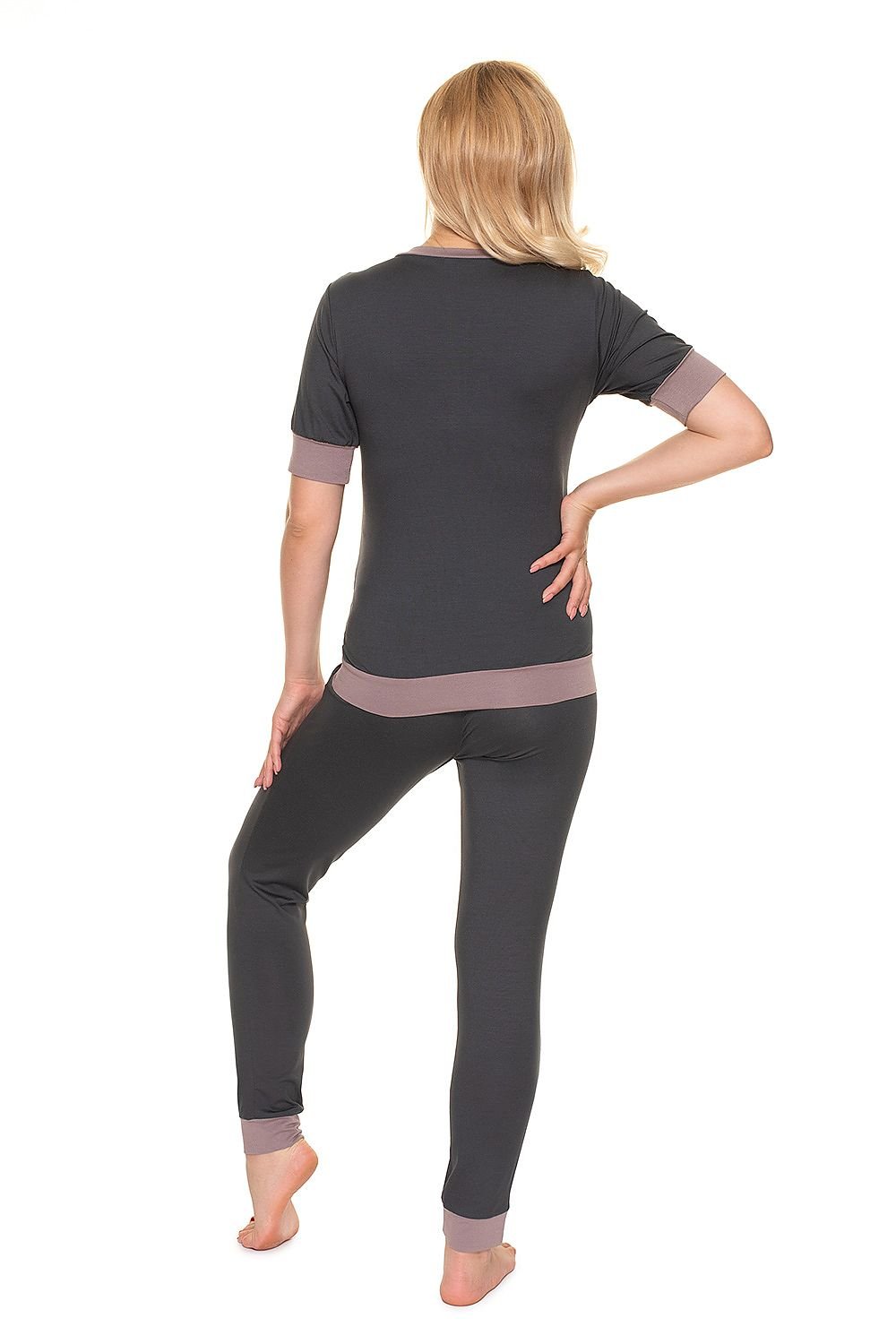 Serenity Nights Pyjamas - PeeKaBoo til dame fra MS StyleHaven, laget av Viskose; Elastan, farge Grå, størrelse XXL, med short; 3-4 ermer, perfekt til casual; dress
