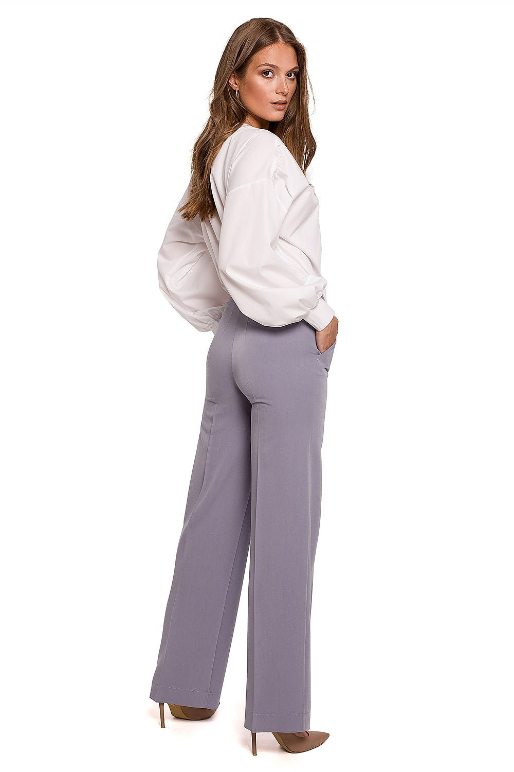 Bukser Makover til dame fra MS StyleHaven, laget av polyester; rayon, farge Marineblå, størrelse XL, med long ermer