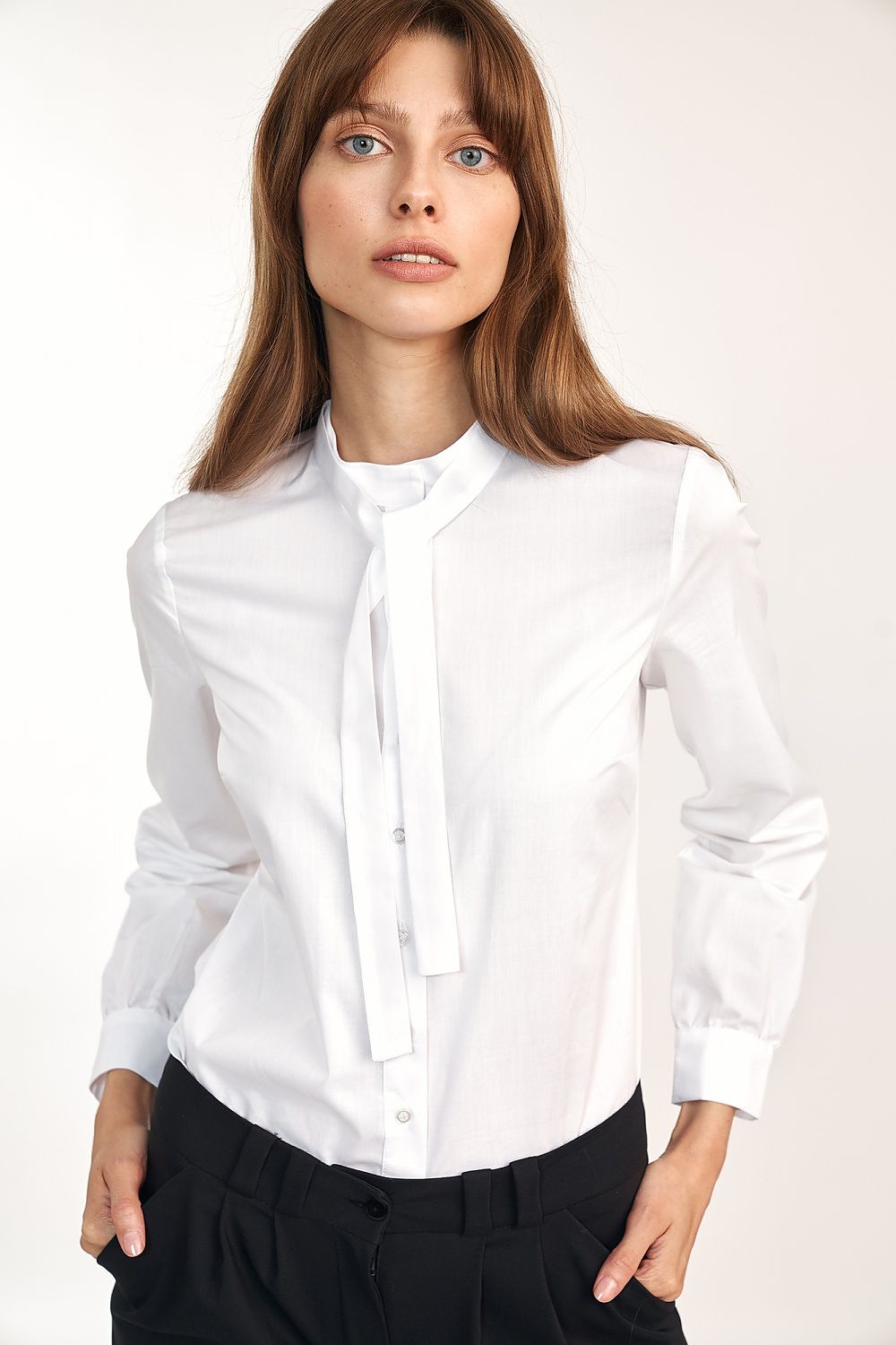 Langermet skjorte Nife til dame fra MS StyleHaven, laget av Bomull; polyester, farge Hvit, størrelse 36, med long ermer, perfekt til casual; dress