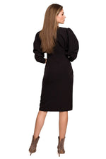 Dagkjole Stylove til dame fra MS StyleHaven, laget av polyester, farge Marineblå, størrelse L, med lang ermer, perfekt til dress