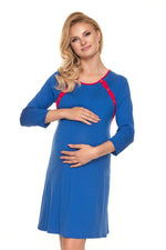 Enkel tilgang til ammenattkjole - PeeKaBoo til dame fra MS StyleHaven, laget av Viskose; Elastan, farge Blå, størrelse L/XL, med short ermer, perfekt til casual; dress
