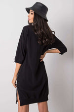 Dagkjole-Relevance til dame fra MS StyleHaven, laget av Bomull, farge Svart, størrelse L/XL, med 45720 ermer, perfekt til casual; dress