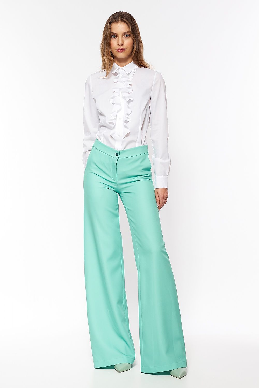 Bukser Nife til dame fra MS StyleHaven, laget av Bomull; polyester, farge Grønn, størrelse 36, med sleeveless ermer, perfekt til casual; dress