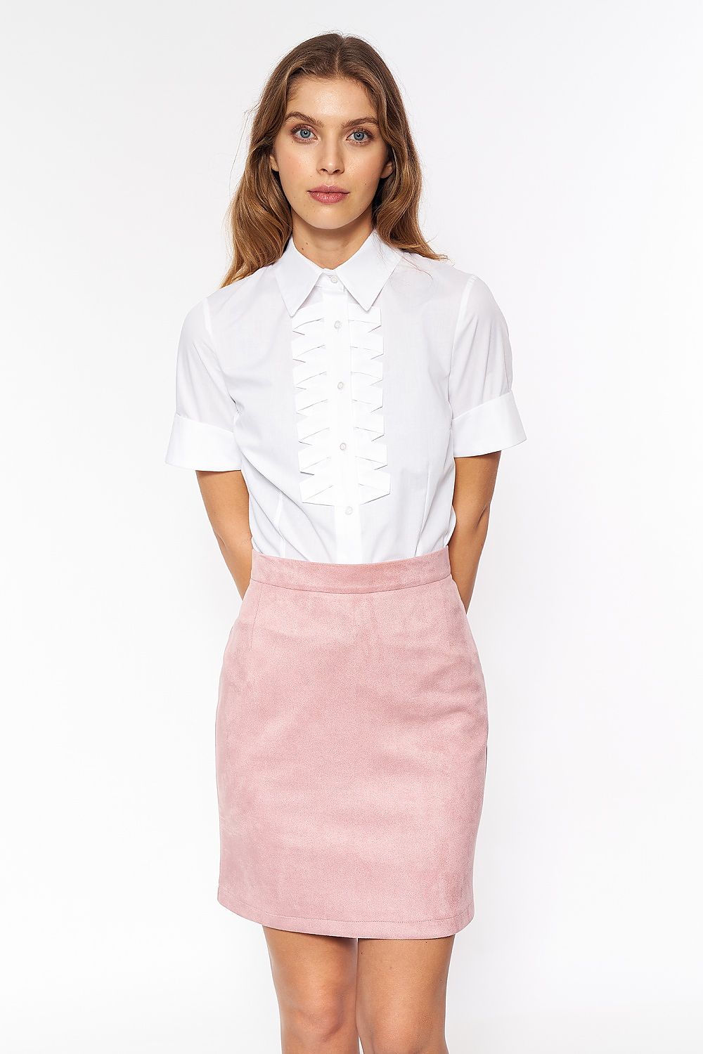 Kortermet skjorte Nife til dame fra MS StyleHaven, laget av Bomull; polyester, farge Hvit, størrelse 36, med sleeveless ermer, perfekt til casual; dress