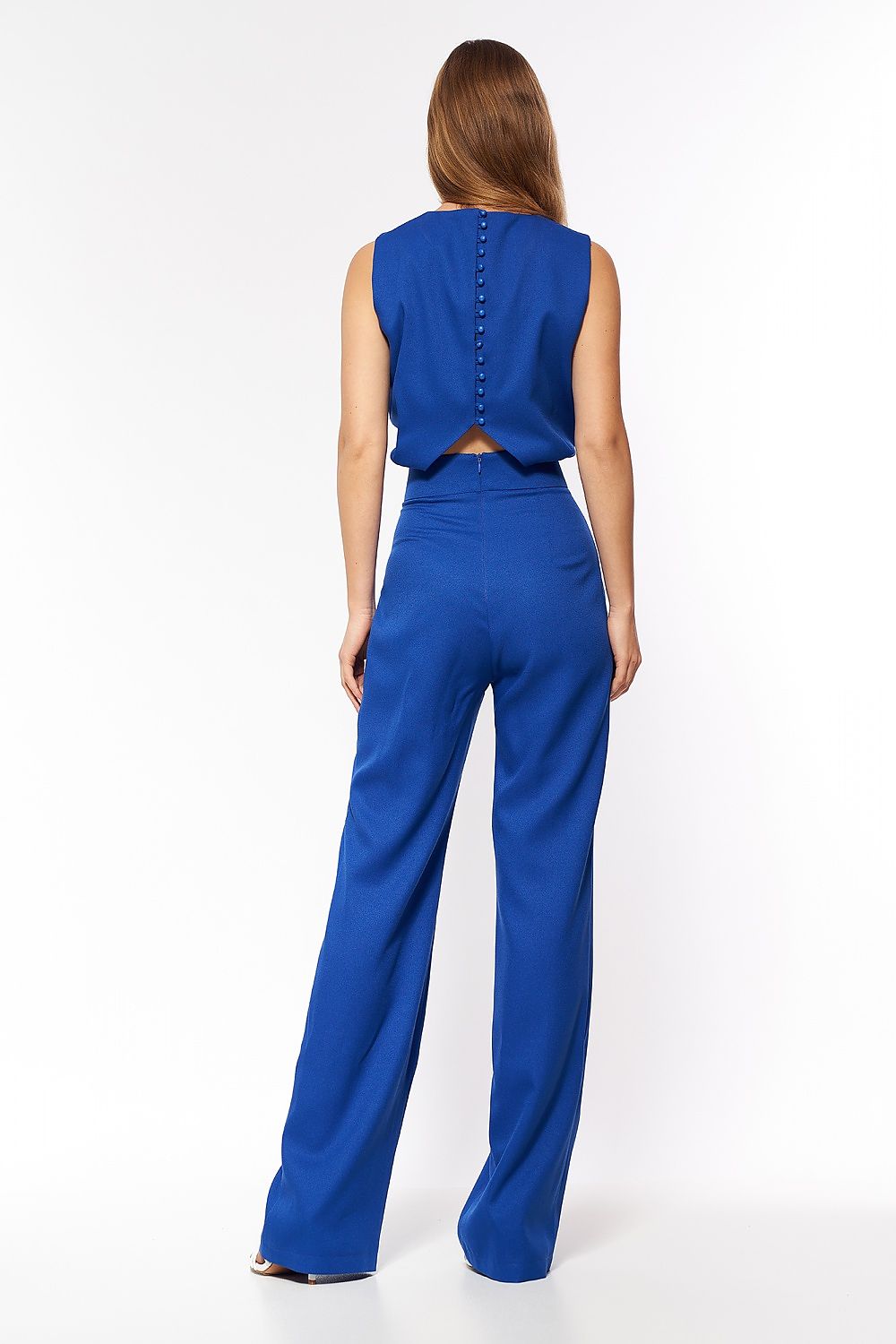 Jumpsuit Nife til dame fra MS StyleHaven, laget av polyester, farge Blå, størrelse 38, med sleeveless ermer, perfekt til casual; dress