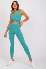 Leggings BFG til dame fra MS StyleHaven, laget av Bomull; Elastan-1, farge Grønn 2, størrelse M, med sleeveless ermer, perfekt til casual; dress
