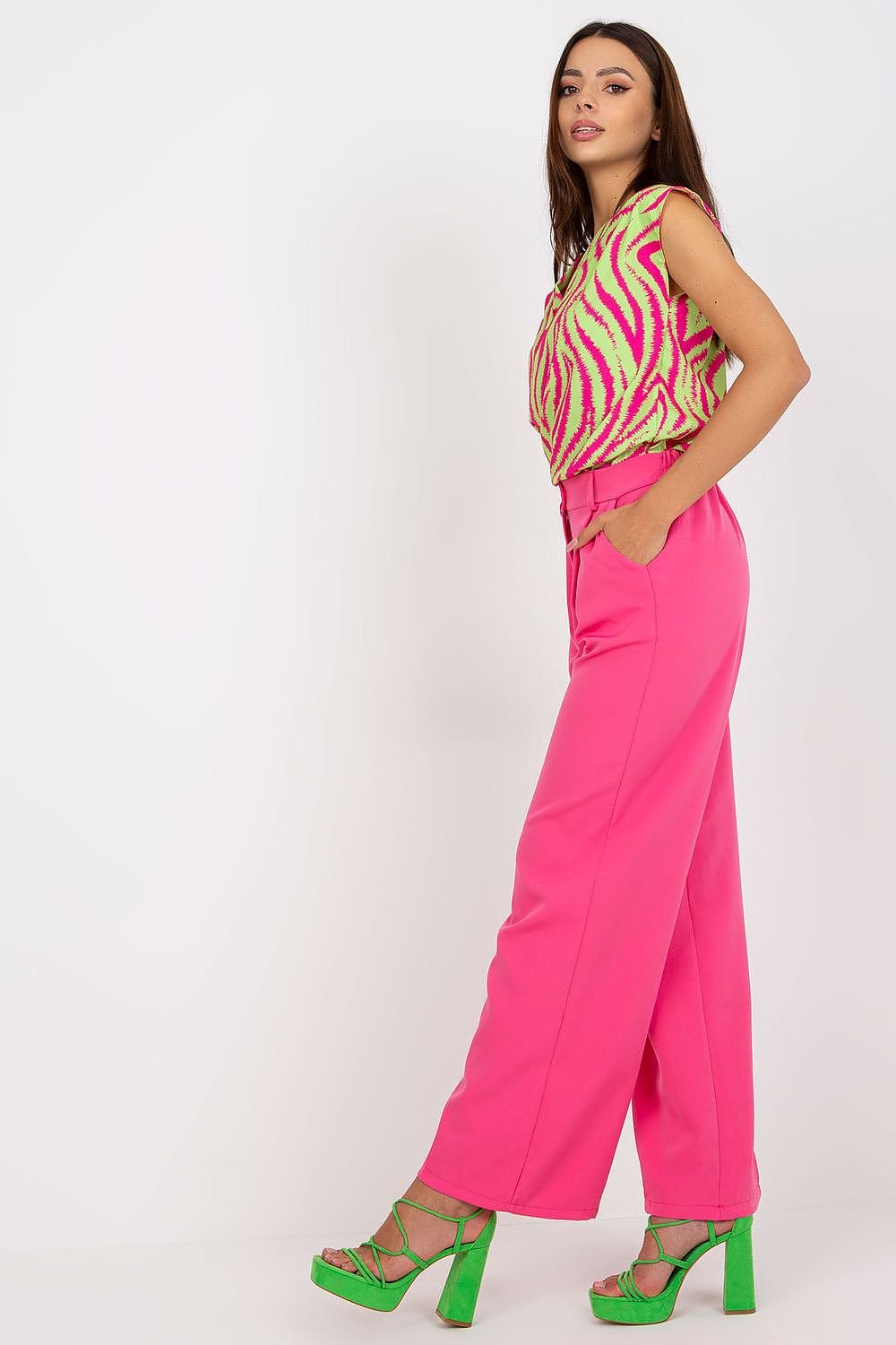 Elegant høytlivsbukse med folder til dame fra MS StyleHaven, størrelse S, med long, bukselengde long, kjolelengde maxi, kjolestil gown; sheath