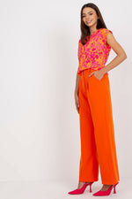 Elegant høytlivsbukse med folder til dame fra MS StyleHaven, størrelse L, med long, bukselengde long, kjolelengde maxi, kjolestil gown; sheath