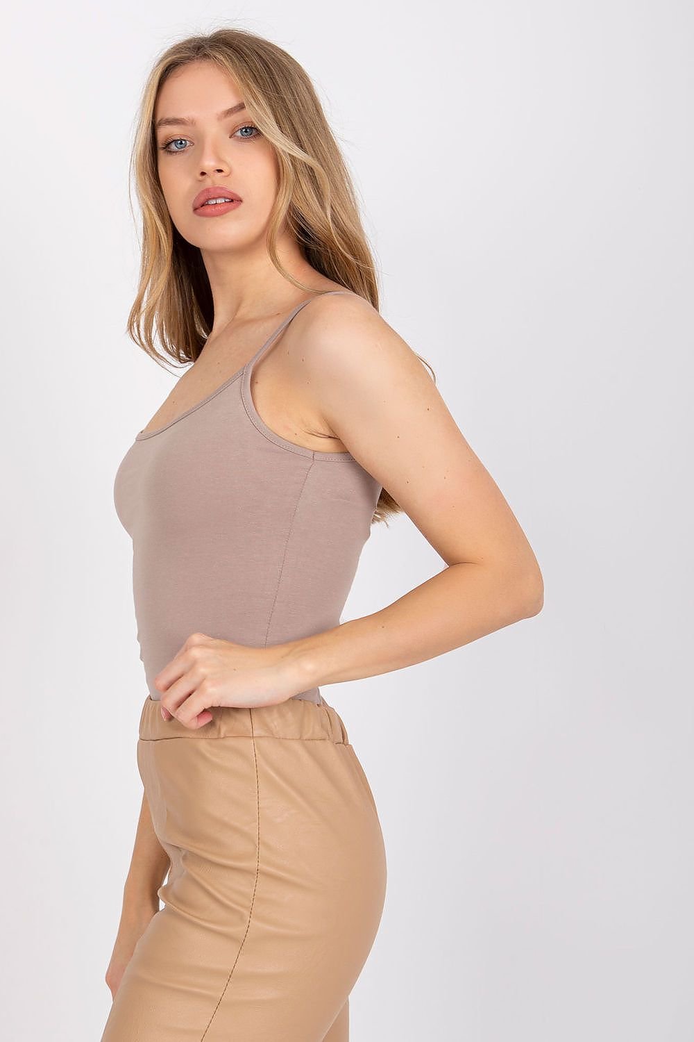 Topp BFG til dame fra MS StyleHaven, laget av Bomull, farge beige, størrelse L, med sleeveless ermer, perfekt til casual; dress