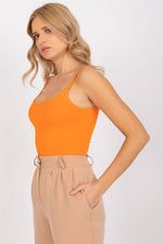 Topp BFG til dame fra MS StyleHaven, laget av Bomull, farge Oransje 2, størrelse L, med sleeveless ermer, perfekt til casual; dress