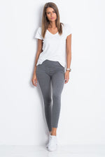 Lange leggings BFG til dame fra MS StyleHaven, laget av Bomull; Elastan-1, farge Grå 2, størrelse XS, med sleeveless ermer, perfekt til casual; dress
