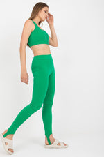 Lange leggings BFG til dame fra MS StyleHaven, laget av Bomull; Elastan-1, farge Grønn 2, størrelse M, med long; 3-4 ermer, perfekt til casual; dress