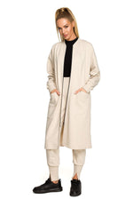 Lang sweatshirt - Moe til dame fra MS StyleHaven, laget av Bomull, farge beige, størrelse s, med short ermer, perfekt til dress