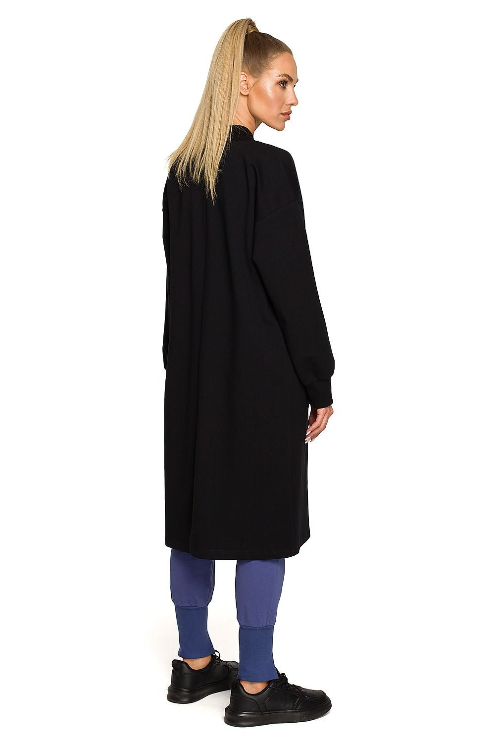Lang sweatshirt - Moe til dame fra MS StyleHaven, laget av Bomull, farge Marineblå, størrelse L, med short ermer, perfekt til dress