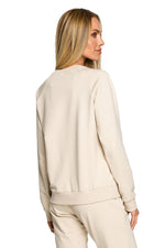 Genser - Moe til dame fra MS StyleHaven, laget av Bomull, farge beige, størrelse s, med short ermer, perfekt til dress