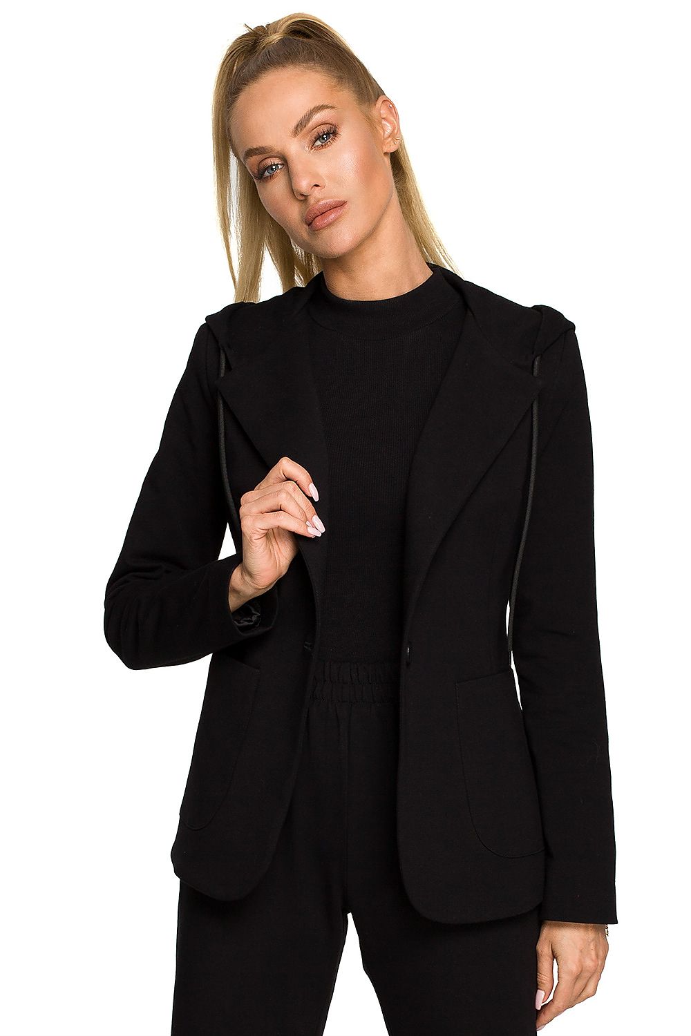 Hette Jakke - Moe til dame fra MS StyleHaven, laget av Bomull, farge Marineblå, størrelse L, med long ermer, perfekt til dress