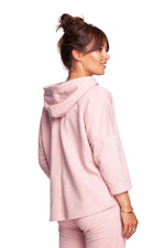 Avslappet trapes hettegenser fra BeWear til dame fra MS StyleHaven, laget av Bomull; polyester, farge Rosa, størrelse 2XL/3XL, med long ermer, perfekt til dress