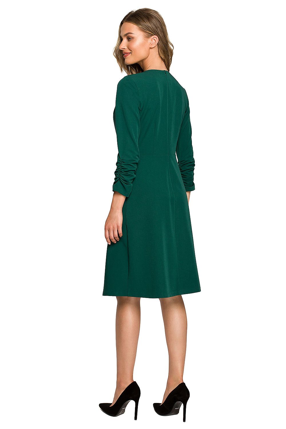 Dagkjole Stylove til dame fra MS StyleHaven, laget av polyester; Viskose; Elastan-1, farge Grønn, størrelse M, med lang ermer, perfekt til dress