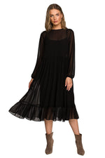 Cocktailkjole Stylove til dame fra MS StyleHaven, laget av polyester, farge Marineblå, størrelse L, med long ermer, perfekt til dress