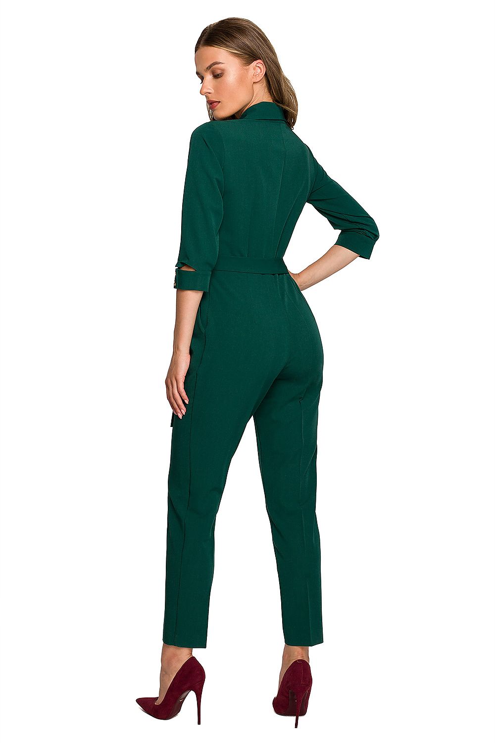 Jumpsuit Stylove til dame fra MS StyleHaven, laget av polyester; Viskose; Elastan-1, farge Grønn, størrelse M, med lang ermer, perfekt til dress