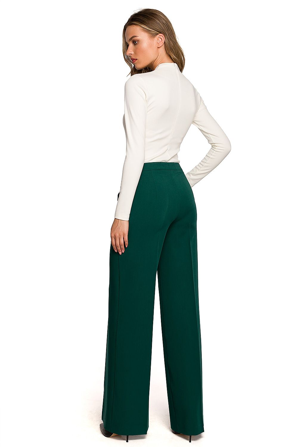 Damebukser Stylove til dame fra MS StyleHaven, laget av polyester; Viskose; Elastan, farge Grønn, størrelse M, med long ermer, perfekt til dress