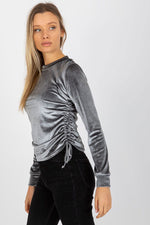 Kort Sommerbluse Lakerta til dame fra MS StyleHaven, laget av Bomull; Viskose; polyester; Elastan, farge Grå, størrelse L/XL, med long ermer, perfekt til casual; dress