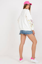 Genser Rue Paris til dame fra MS StyleHaven, laget av Bomull, farge Hvit, størrelse L/XL, med sleeveless; 3-4 ermer, perfekt til casual; dress