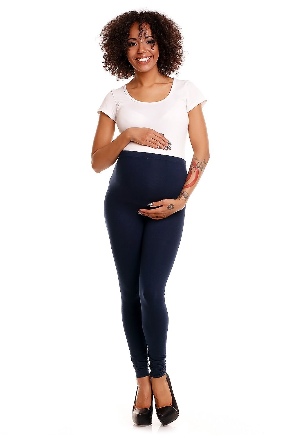 Blissful Bump Leggings fra PeeKaBoo til dame fra MS StyleHaven, laget av Bomull; Elastan, farge Marineblå, størrelse S/M, med 45720 ermer, perfekt til casual; dress
