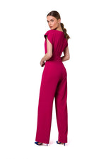 Jumbsuit Stylove til dame fra MS StyleHaven, laget av polyester; Elastan-1, farge Fiolett, størrelse M, med short; cap ermer, perfekt til dress