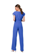 Jumbsuit Stylove til dame fra MS StyleHaven, laget av polyester; Elastan-1, farge Fiolett, størrelse XL, med short; cap ermer, perfekt til dress