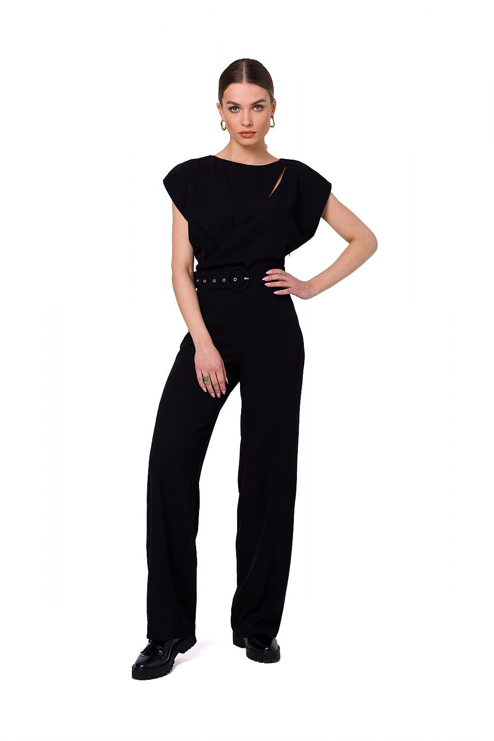 Jumbsuit Stylove til dame fra MS StyleHaven, laget av polyester; Elastan-1, farge Fiolett, størrelse XXL, med short; cap ermer, perfekt til dress