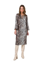 Dagkjole Stylove til dame fra MS StyleHaven, laget av polyester; Elastan-1, farge Brun, størrelse M, med lang ermer, perfekt til dress