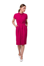 Dagkjole Stylove til dame fra MS StyleHaven, laget av polyester; Elastan-1, farge Fiolett, størrelse s, med short ermer, midi; knee-1 lengde, kjolestil shirt, perfekt til dress