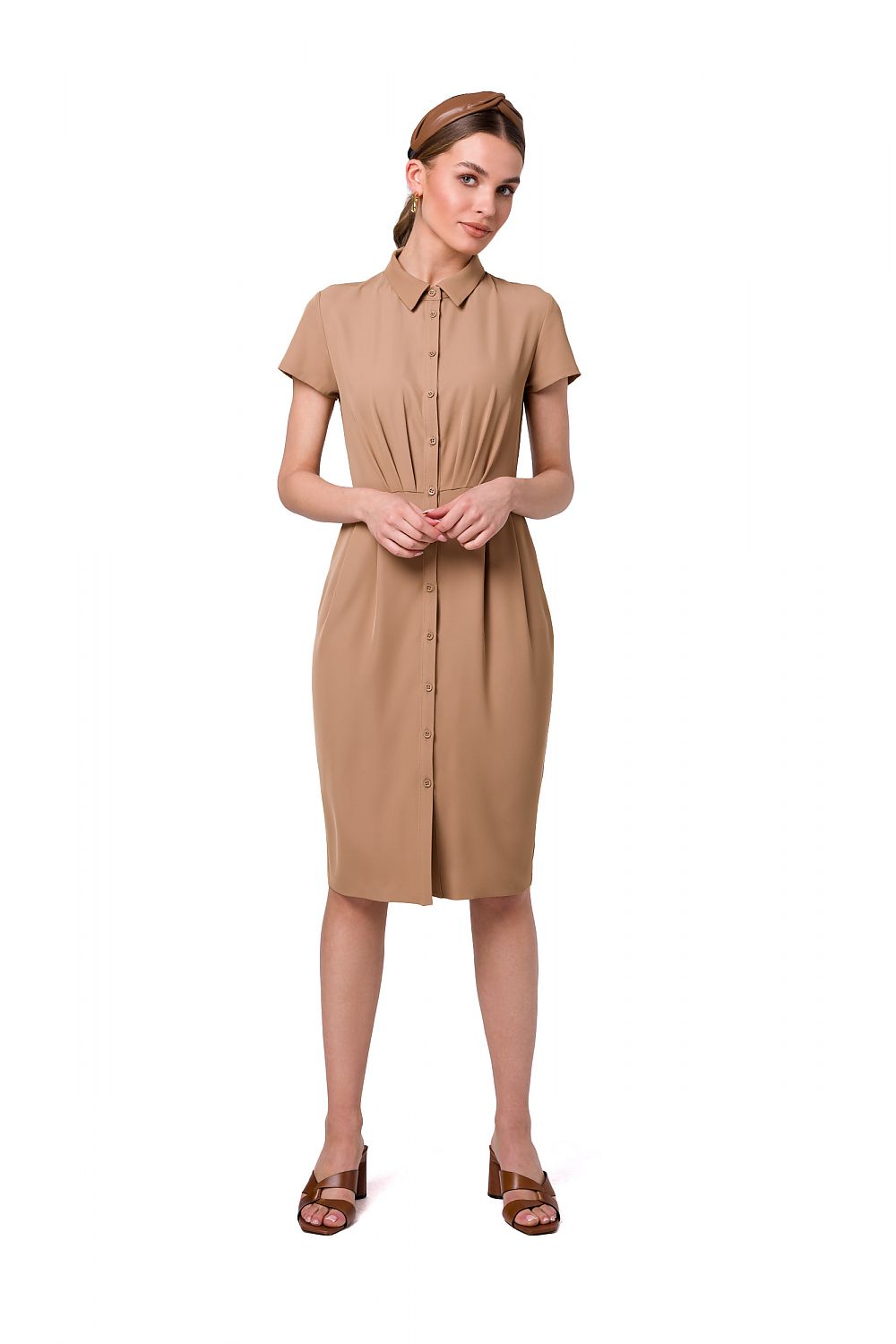 Dagkjole Stylove til dame fra MS StyleHaven, laget av polyester; Elastan-1, farge Blå, størrelse M, med short ermer, perfekt til dress