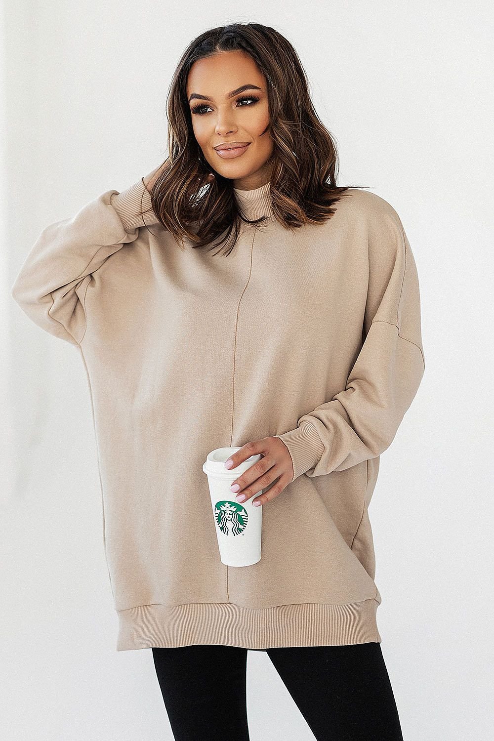 Sweatshirt IVON til dame fra MS StyleHaven, laget av Bomull; Elastan, farge Svart, størrelse XS/S, med sleeveless ermer, perfekt til casual; dress