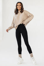 Sweatshirt IVON til dame fra MS StyleHaven, laget av Bomull; Elastan, farge Svart, størrelse M/L, med sleeveless ermer, perfekt til casual; dress