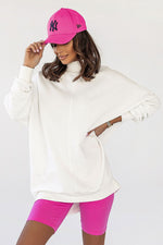 Sweatshirt IVON til dame fra MS StyleHaven, laget av Bomull; Elastan, farge beige 2, størrelse M/L, med sleeveless ermer, perfekt til casual; dress