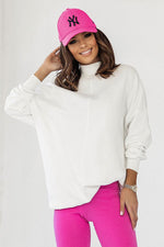 Sweatshirt IVON til dame fra MS StyleHaven, laget av Bomull; Elastan, farge beige 2, størrelse M/L, med sleeveless ermer, perfekt til casual; dress