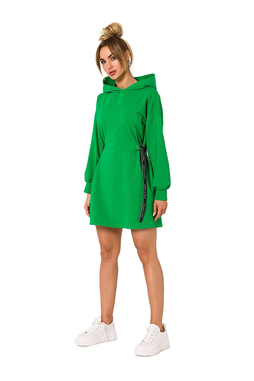 Dagkjole Moe til dame fra MS StyleHaven, laget av Bomull; Elastan-1, farge Grønn, størrelse M, med long ermer, perfekt til dress