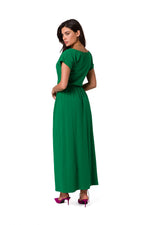 Dagskjole BeWear til dame fra MS StyleHaven, laget av Bomull; Elastan-1, farge Grønn, størrelse M, med short ermer, perfekt til dress
