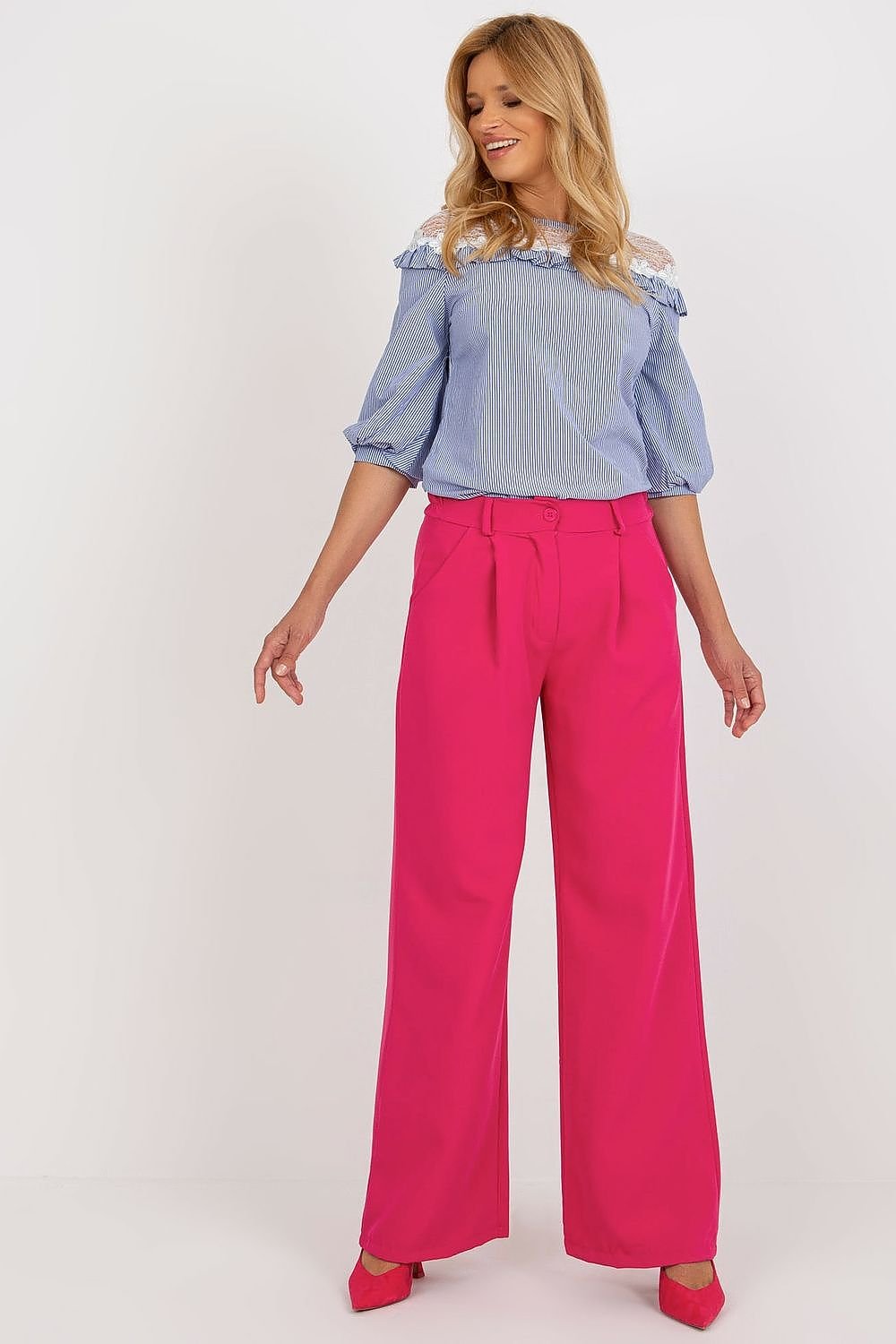 Elegant høytlivsbukse med folder til dame fra MS StyleHaven, størrelse XXL, med long, bukselengde long, kjolelengde maxi, kjolestil gown; sheath