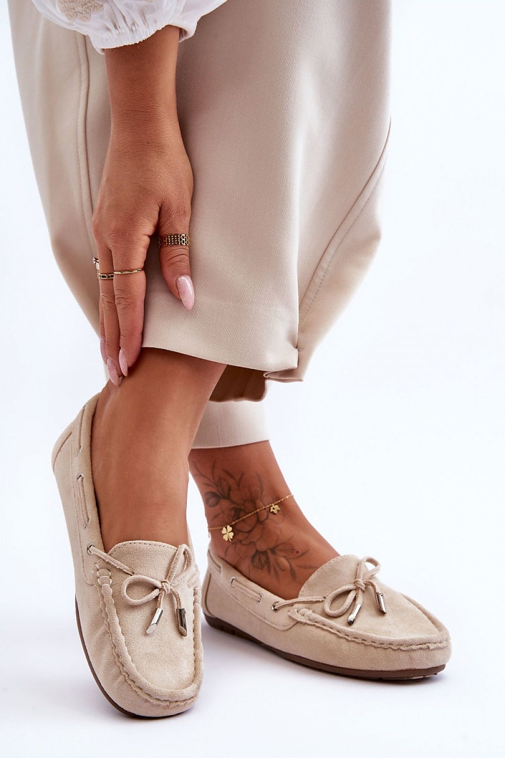 Mocassin Step in Style til dame fra MS StyleHaven, laget av polyester, farge beige, størrelse 37, med 45720 ermer, perfekt til casual