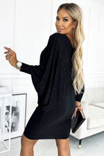 Batwing kjole til dame fra MS StyleHaven, laget av polyester, farge Blå, størrelse S/M, med long ermer, perfekt til casual; dress